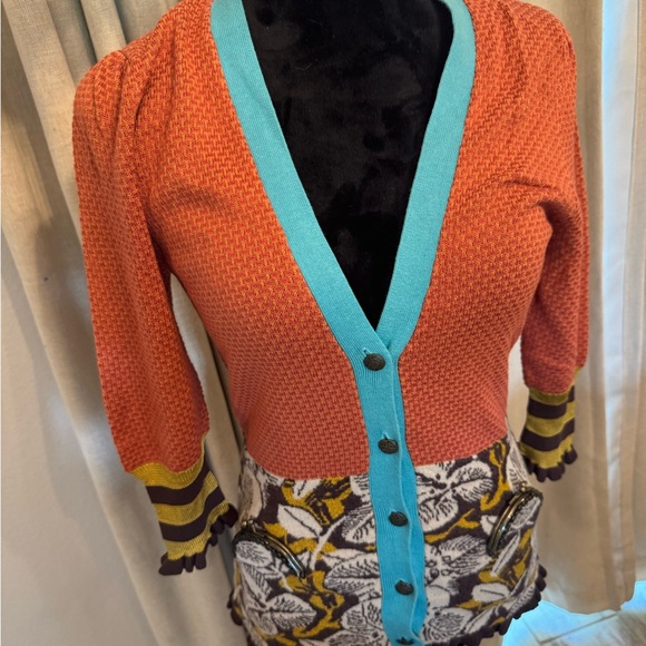 Anthropology Lia Molly Wool Blend Mixed Media Kisslock Coin Purse Cardigan - Picture 14 of 16